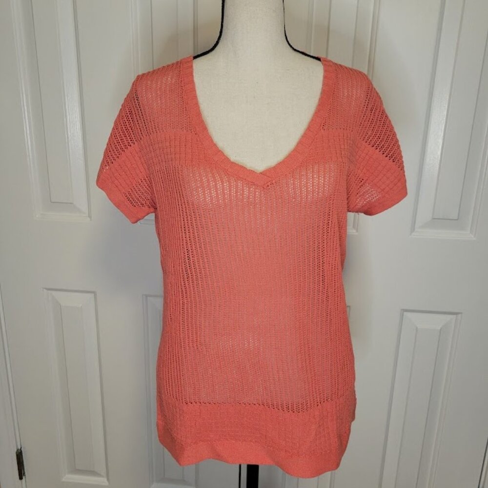 Toad&Co Organic Cotton Hemp Open Knit Sweater – Size M (Coral)
